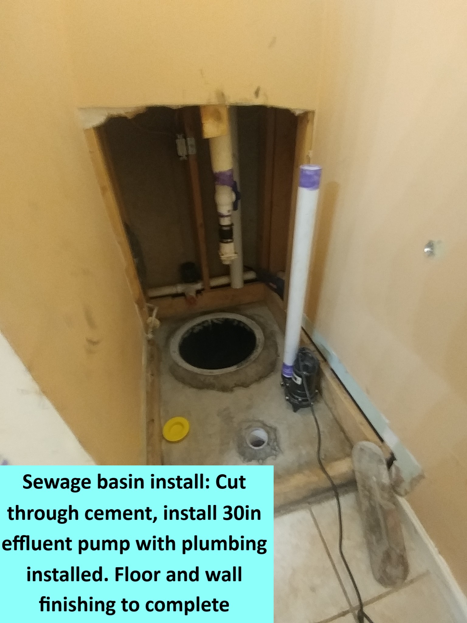 plumbing work involving a basement toilet line.